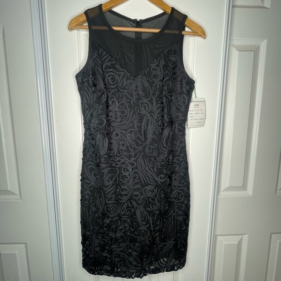 Andrew Mark Mark New York Women’s Sample Sz. 4 Soutache Sheer Black Shift Dress - Picture 1 of 9